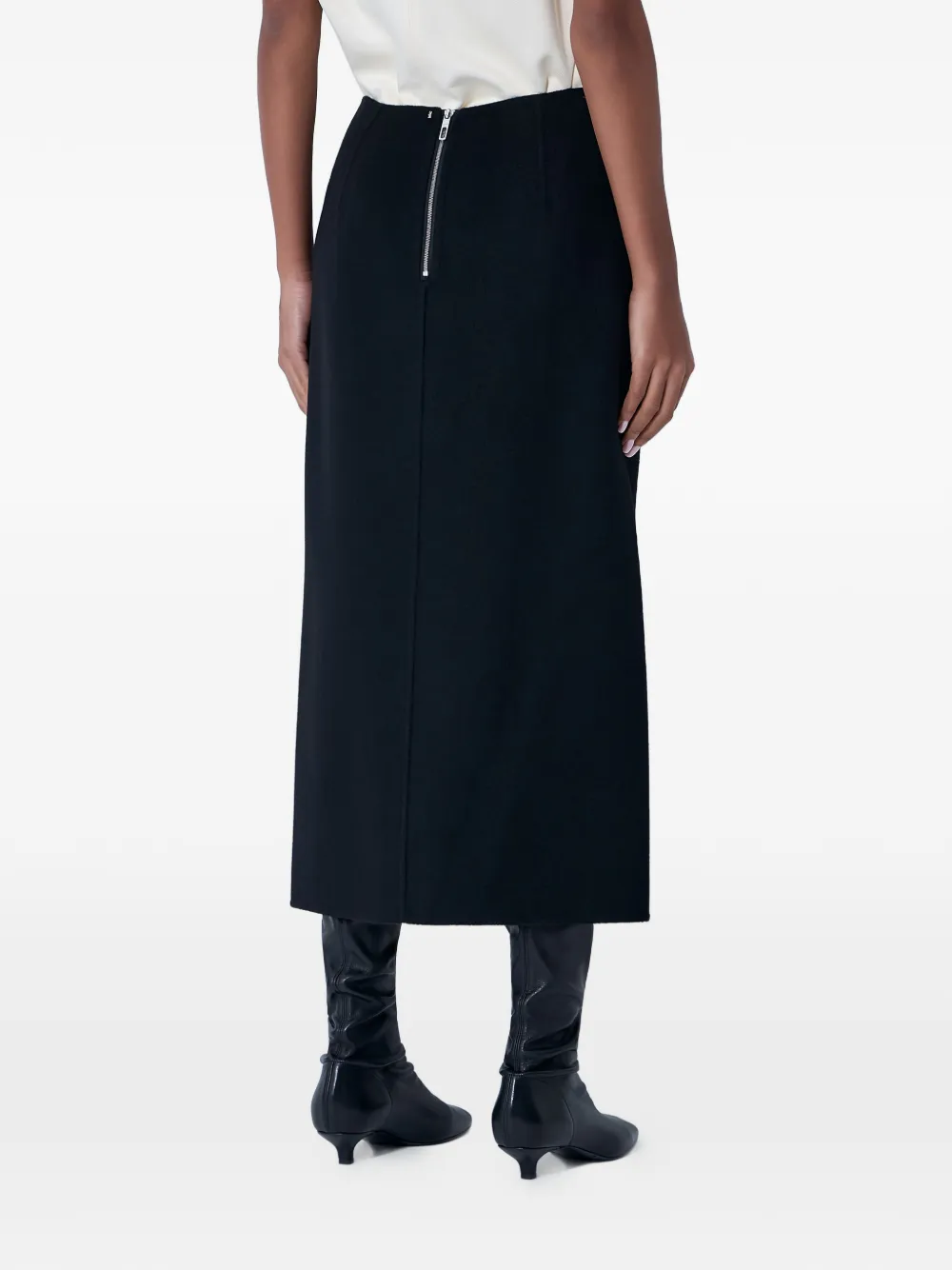 Sportmax Slit Midi Skirt in Black, view 3