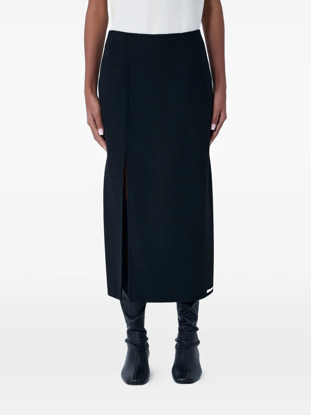 Sportmax slit midi skirt - Nero