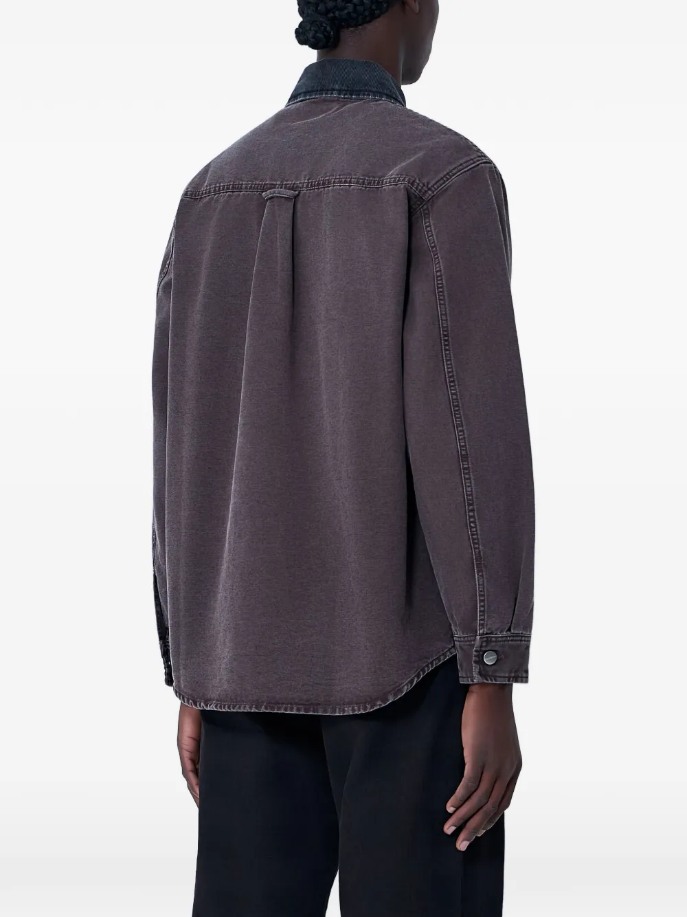 Carhartt WIP Shirtjack met opgestikte zak en denim kraag Blauw
