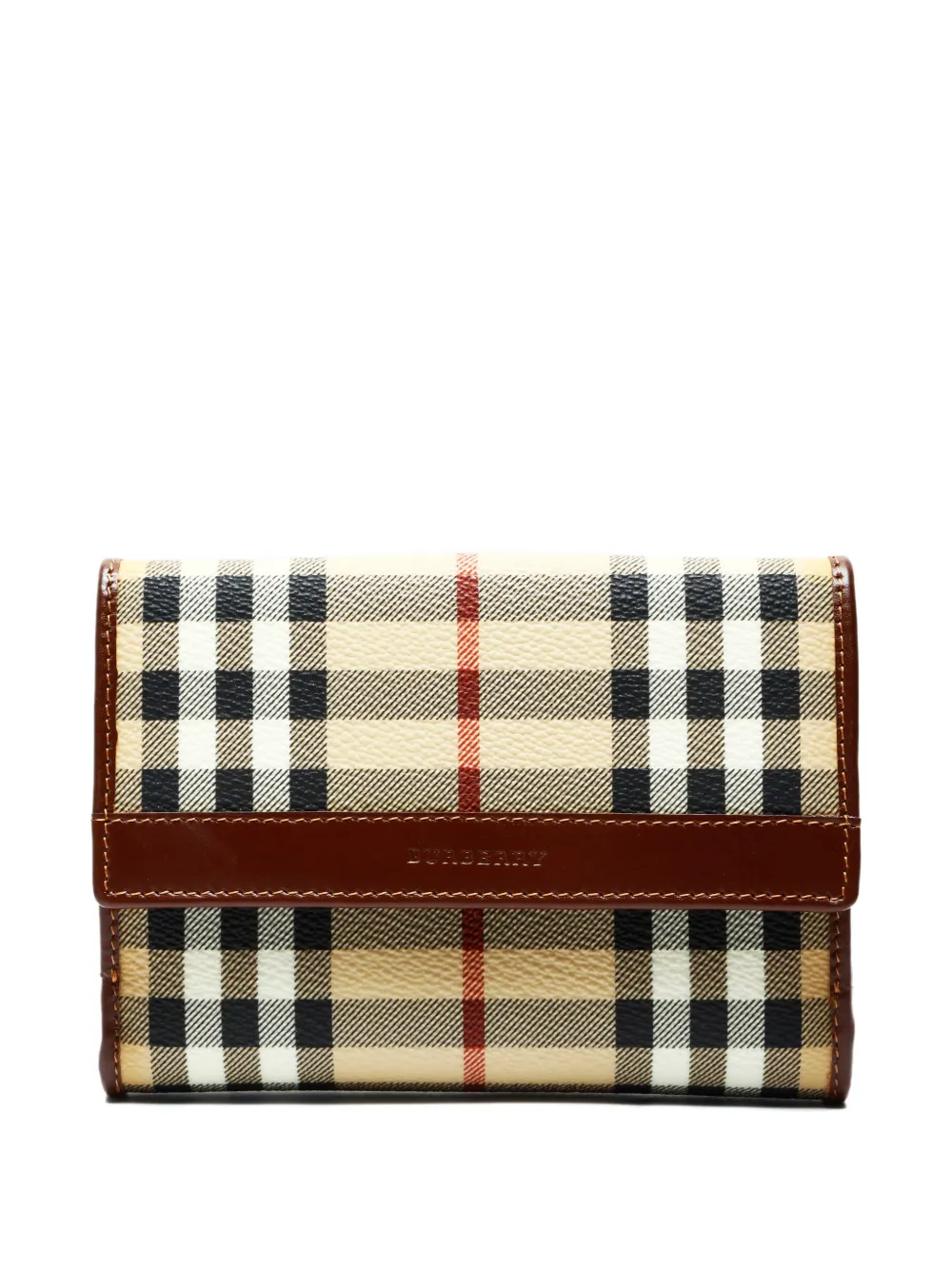 Pre-owned Burberry 1990-2000s Check-pattern Wallet In Neutral