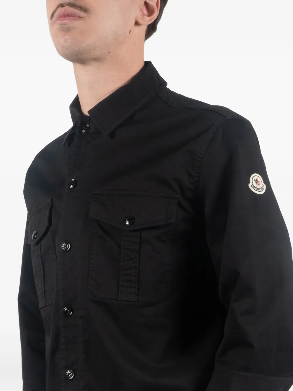 Moncler Overhemd met zak met knopen Zwart
