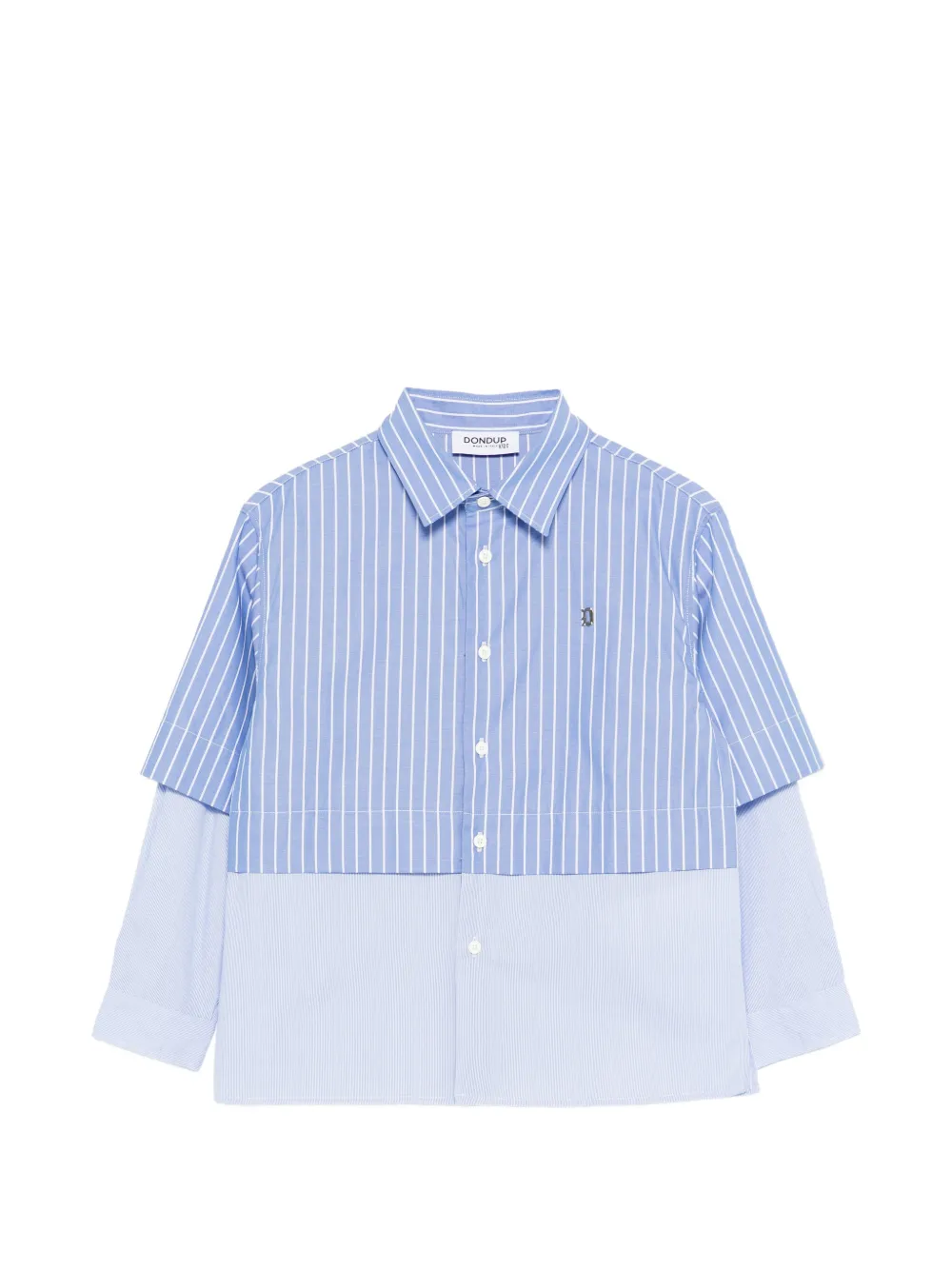 Dondup Kids' Striped Two-tone Shirt In Blue