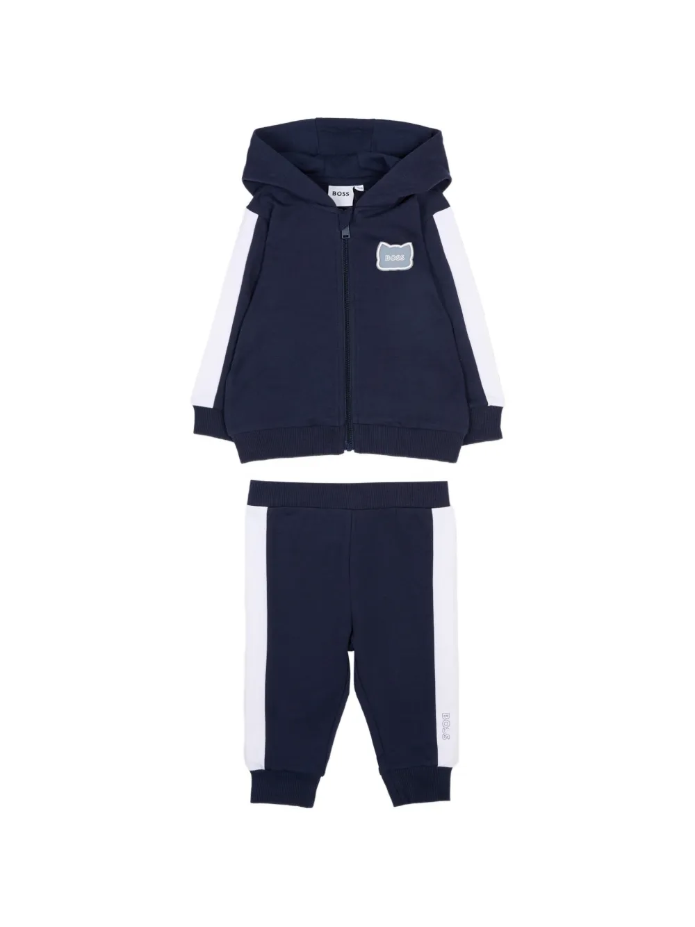 BOSS Kidswear Trainingspak met capuchon en streepdetail Blauw