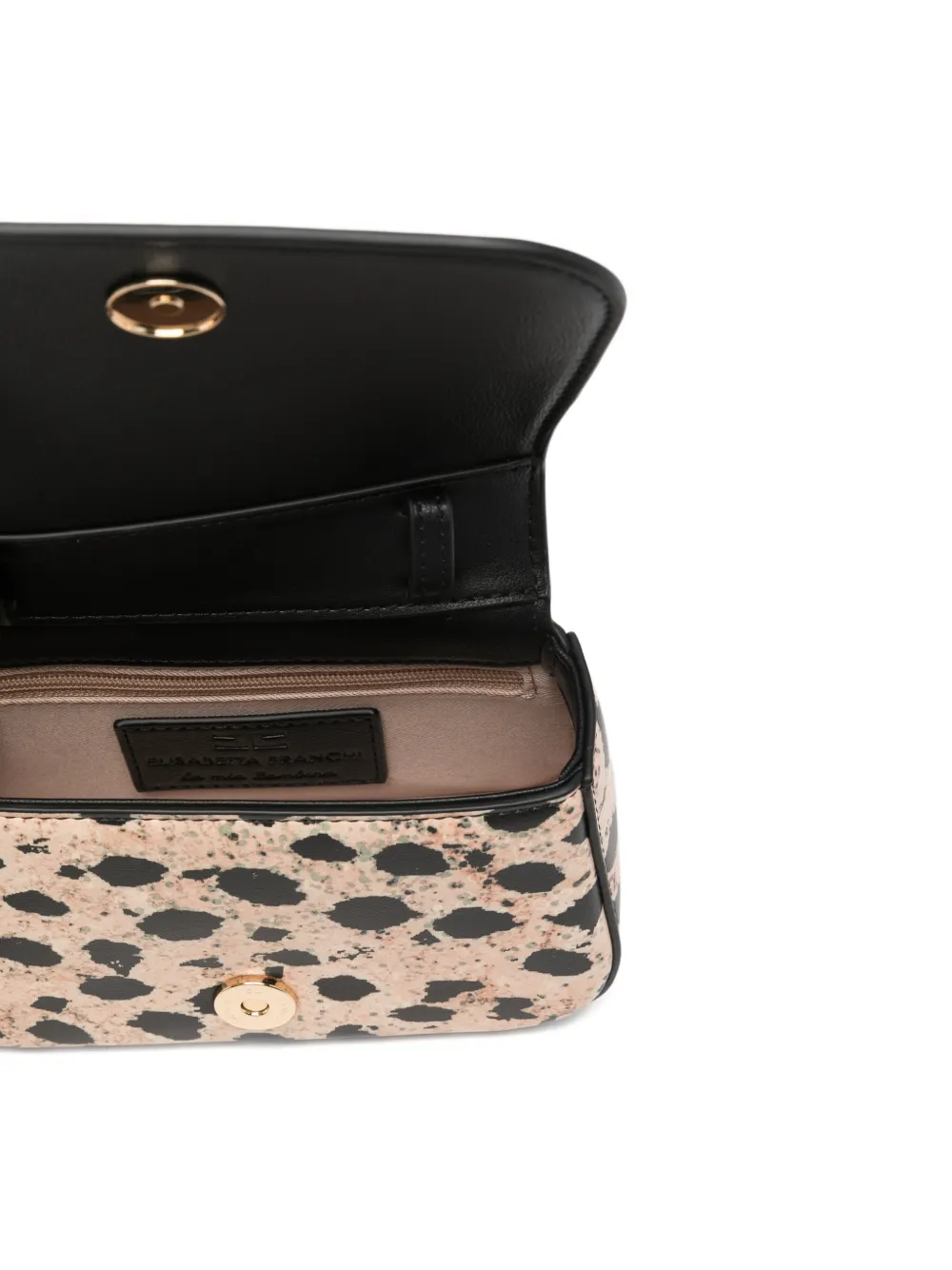 Elisabetta Franchi La Mia Bambina Kleine schoudertas met logopatch en dierenprint Beige