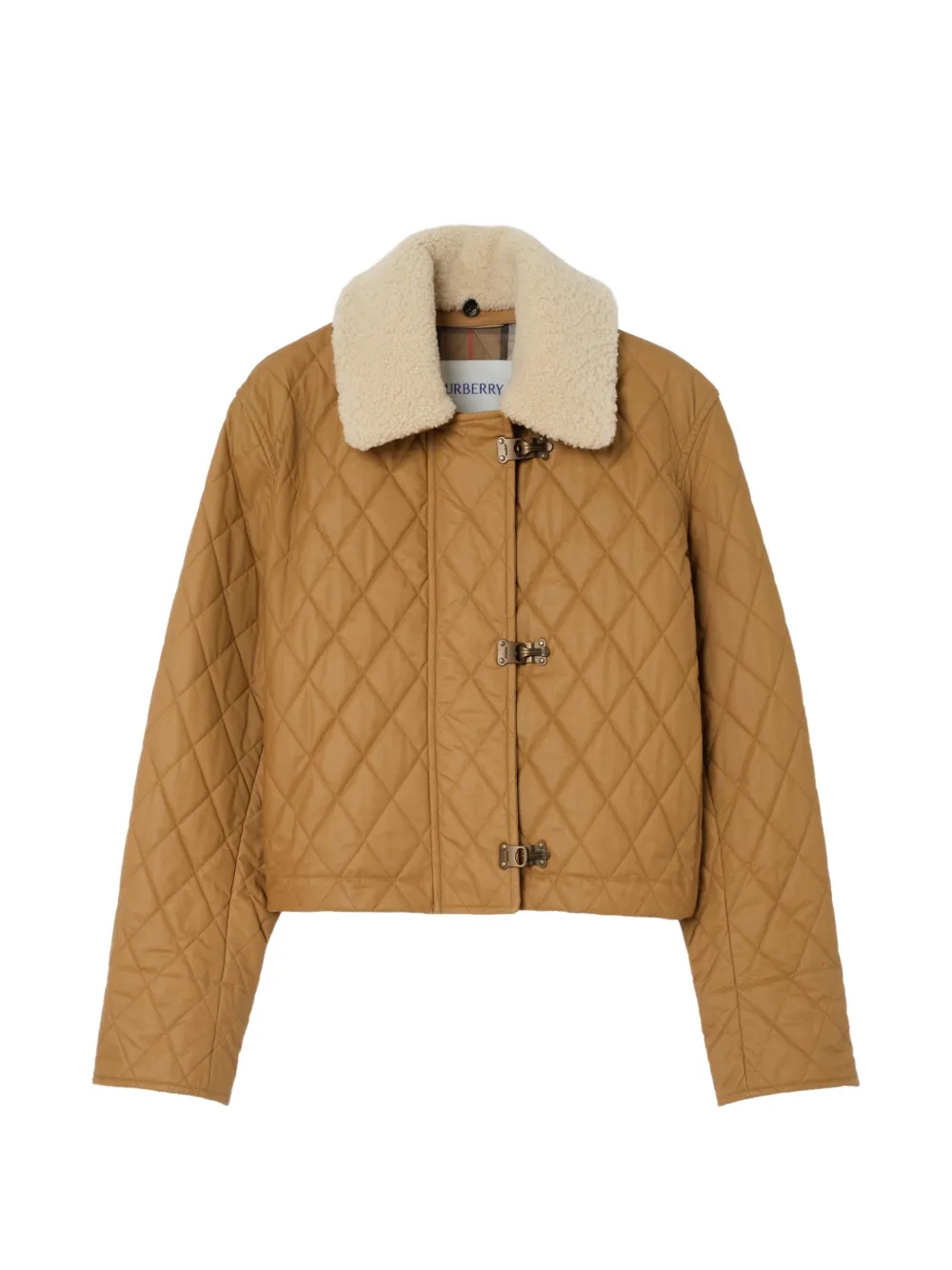 Burberry shearling-collar quilted jacket - Marrone