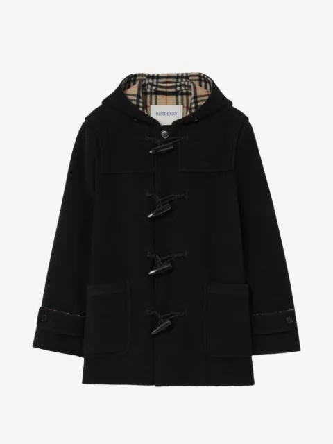 Burberry hooded Check wool duffle coat