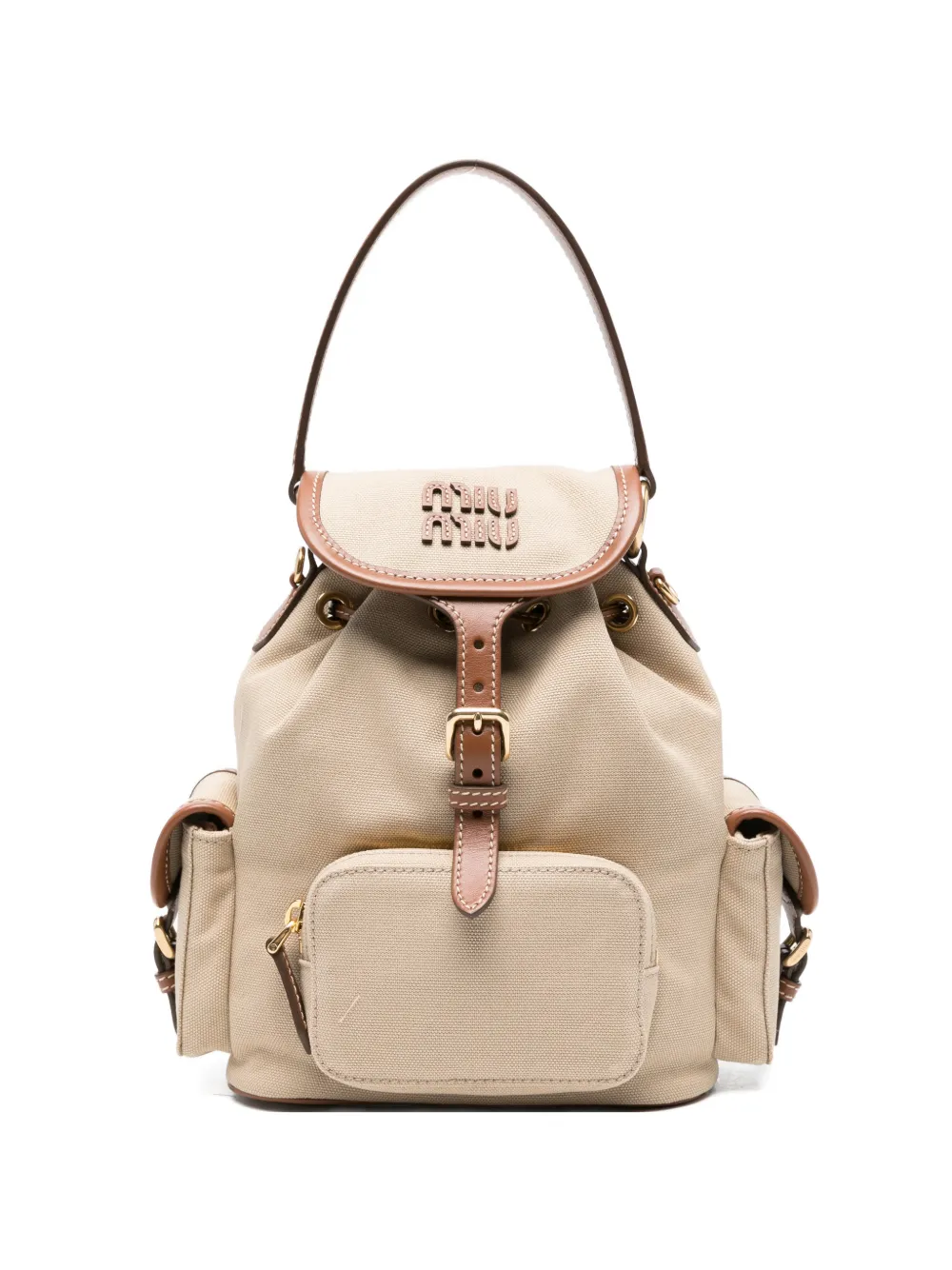 Miu Miu logo pocket backpack - Toni neutri