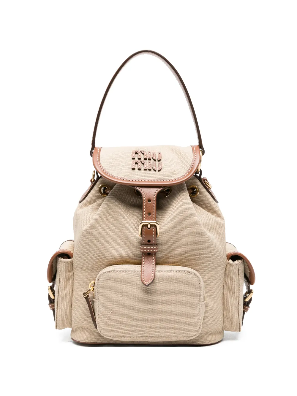 Miu Miu logo pocket backpack - Toni neutri