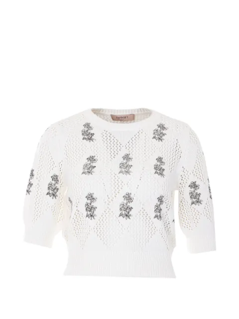 TWINSET embroidered crew-neck top