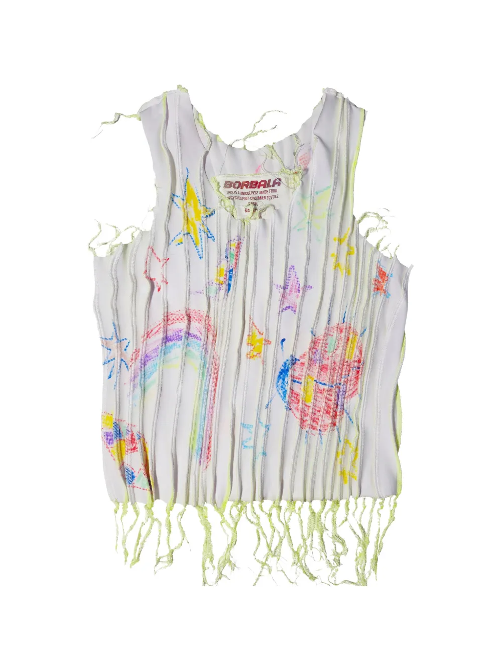 Borbala Top con frange - Bianco