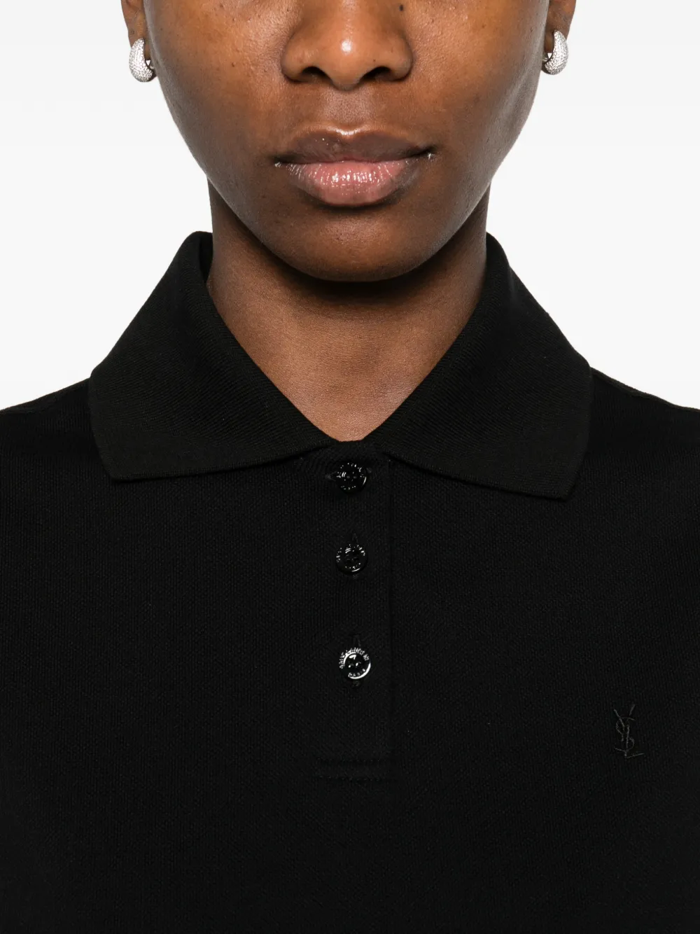 Saint Laurent Polotop met logopatroon Zwart