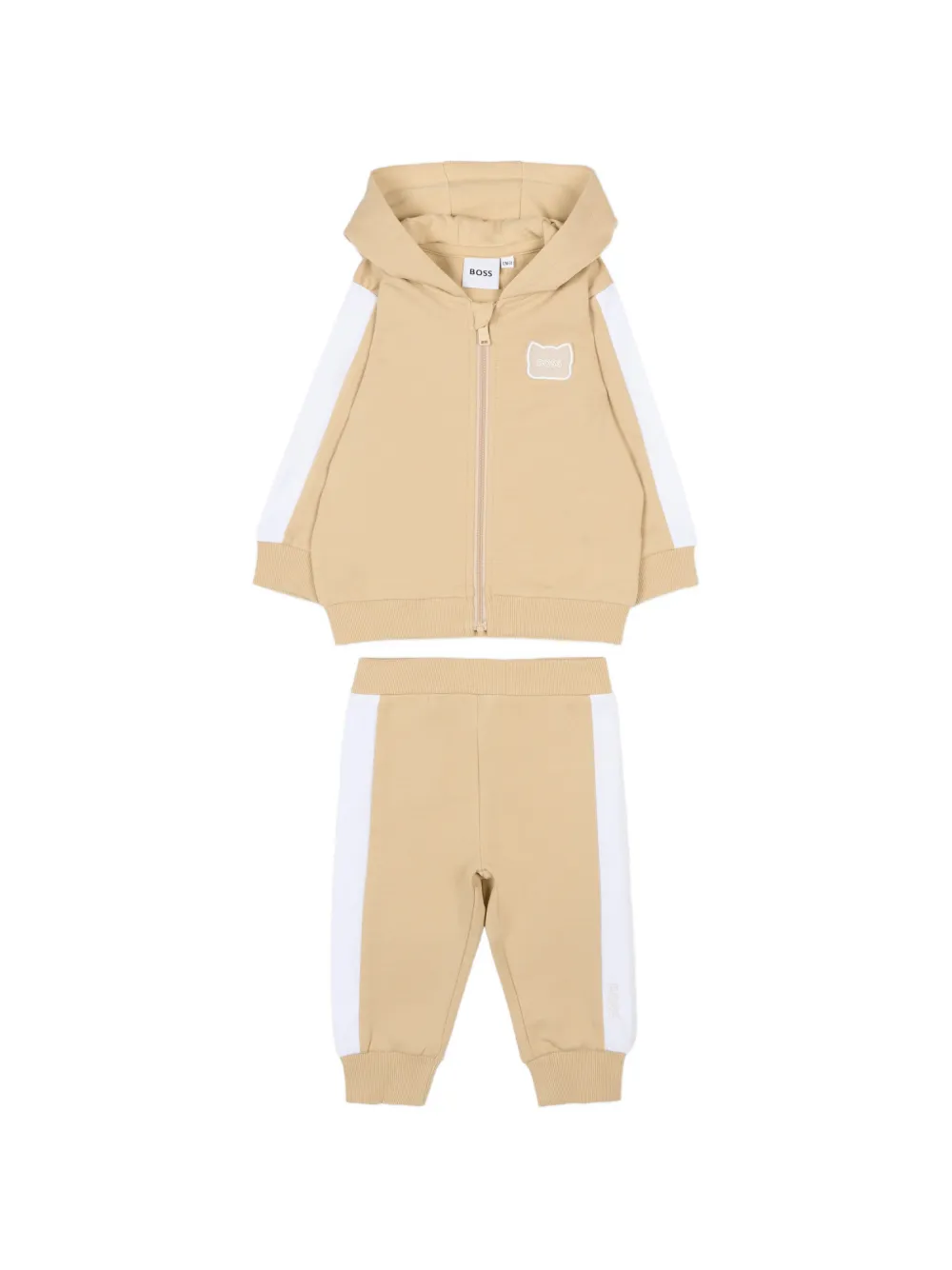 BOSS Kidswear Trainingspak met gestreept detail Beige