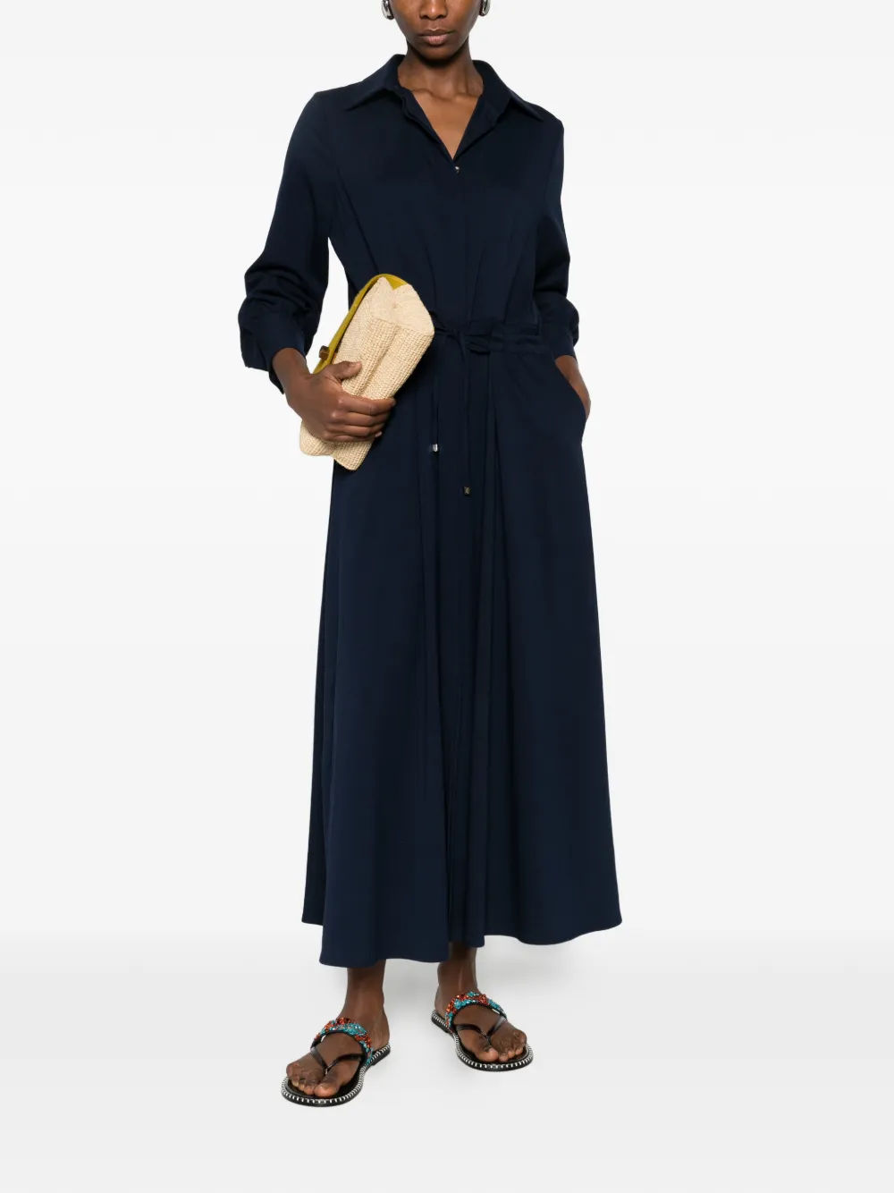  Kiton Polo-collar Maxi Dress - Blue 