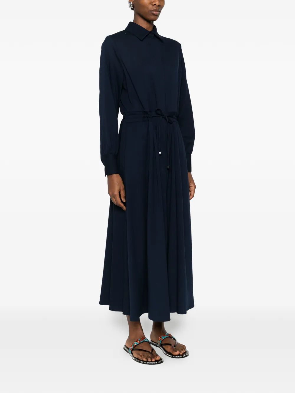 Kiton Polo-collar Maxi Dress - Blue 