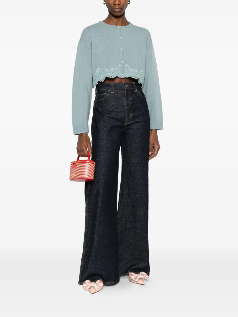 lace-trim cropped cardigan