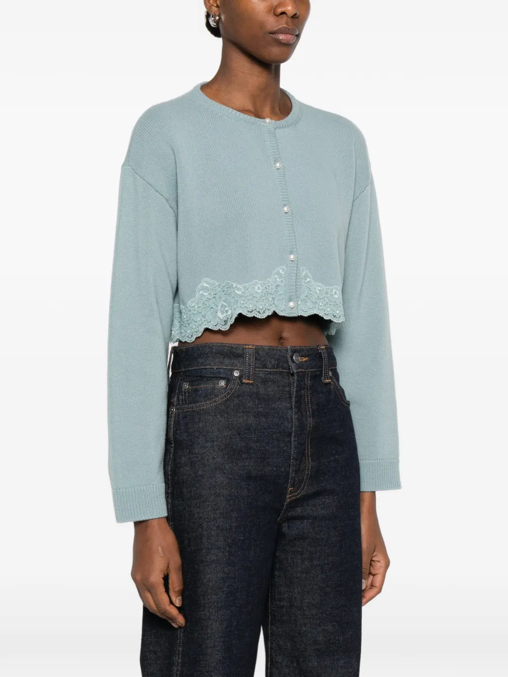 lace-trim cropped cardigan