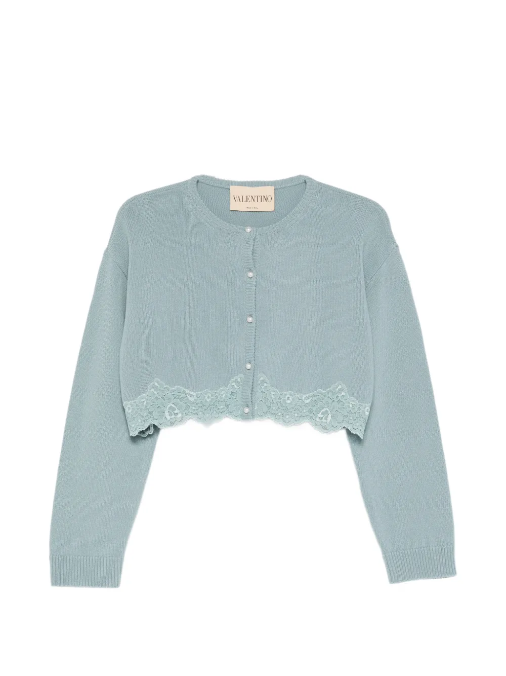 Valentino Garavani lace-trim cropped cardigan - Blu