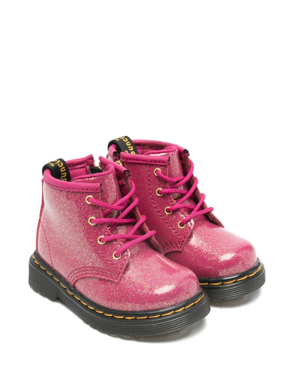 Dr. Martens Kids glitter-finish lace-up boots Roze