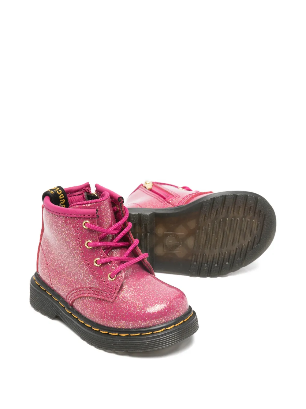 Dr. Martens Kids glitter-finish lace-up boots Roze