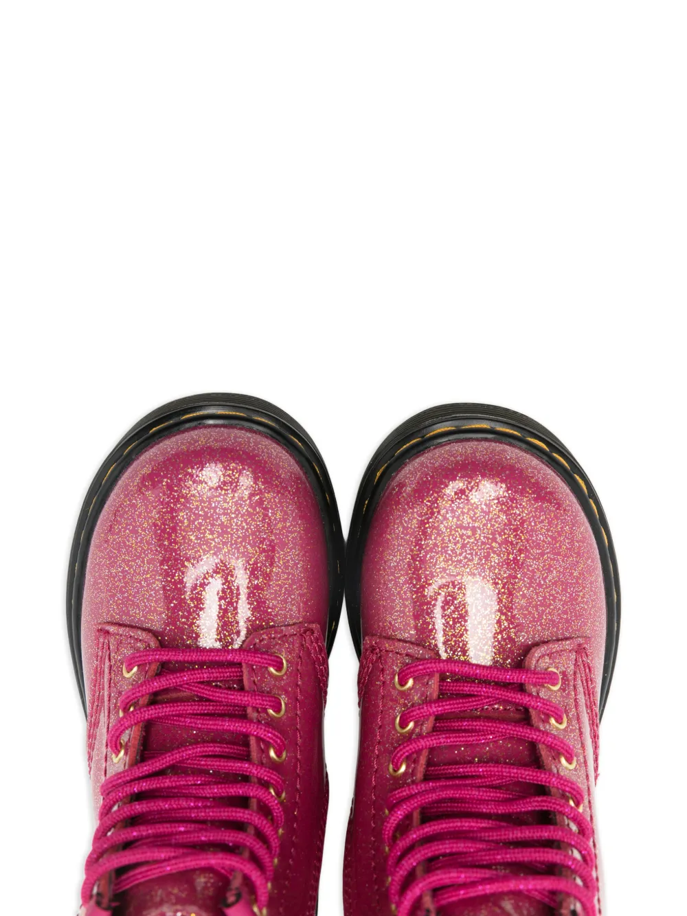 Dr. Martens Kids glitter-effect lace-up boots Roze