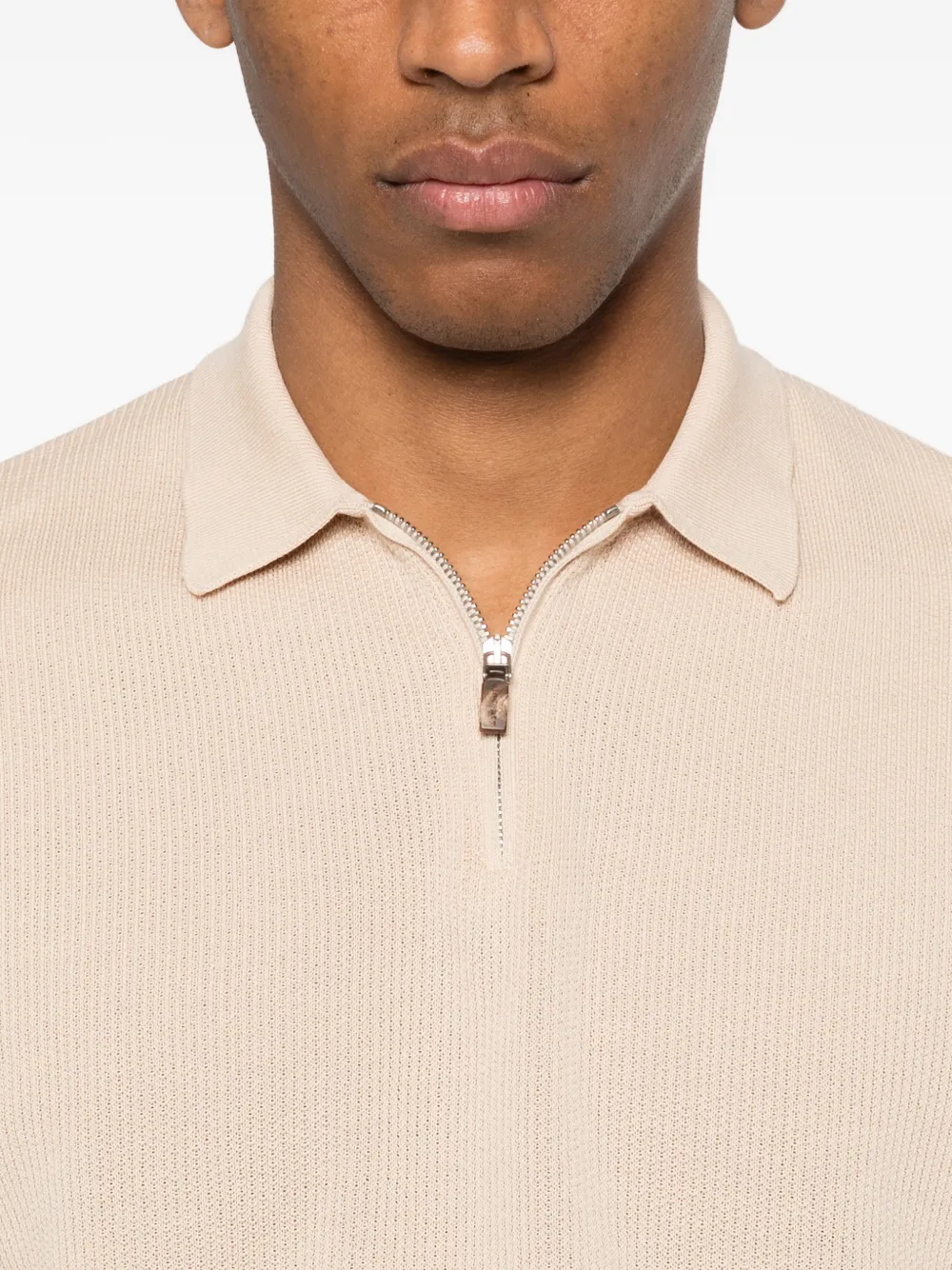 Eleventy Poloshirt met halve rits Beige