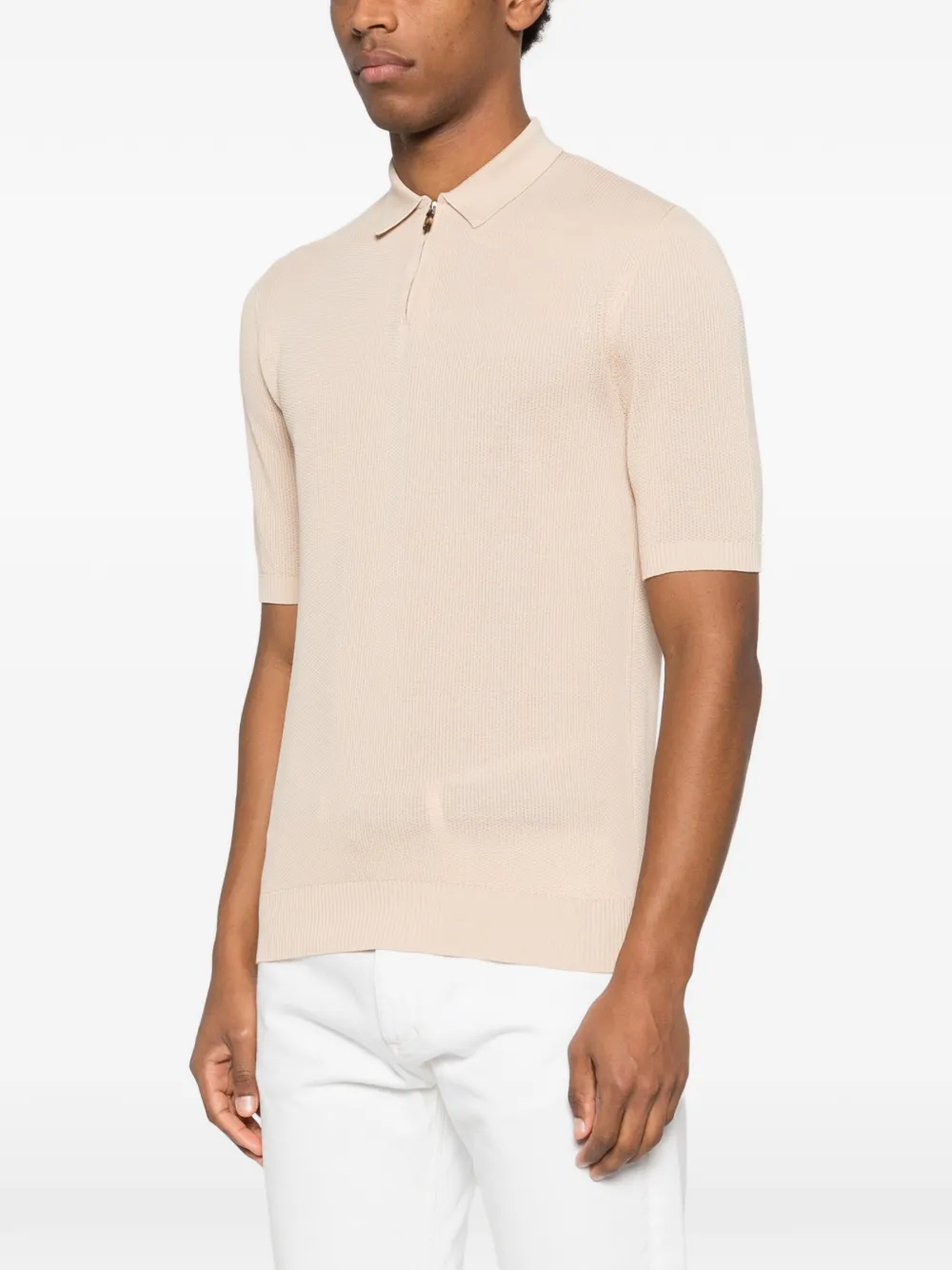 Eleventy Poloshirt met halve rits Beige