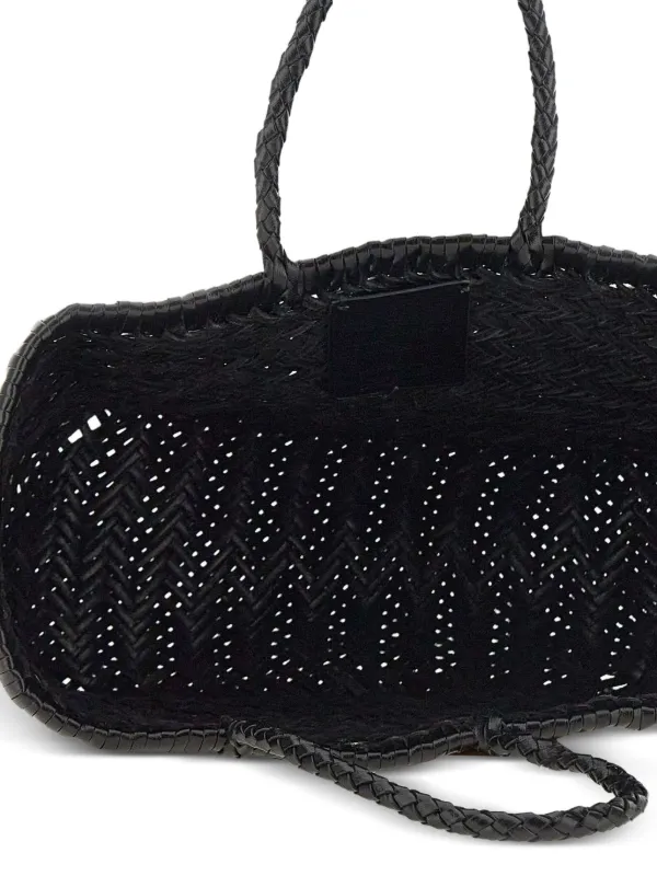 DRAGON DIFFUSION Small Triple Jump Woven Leather Tote Bag | Black