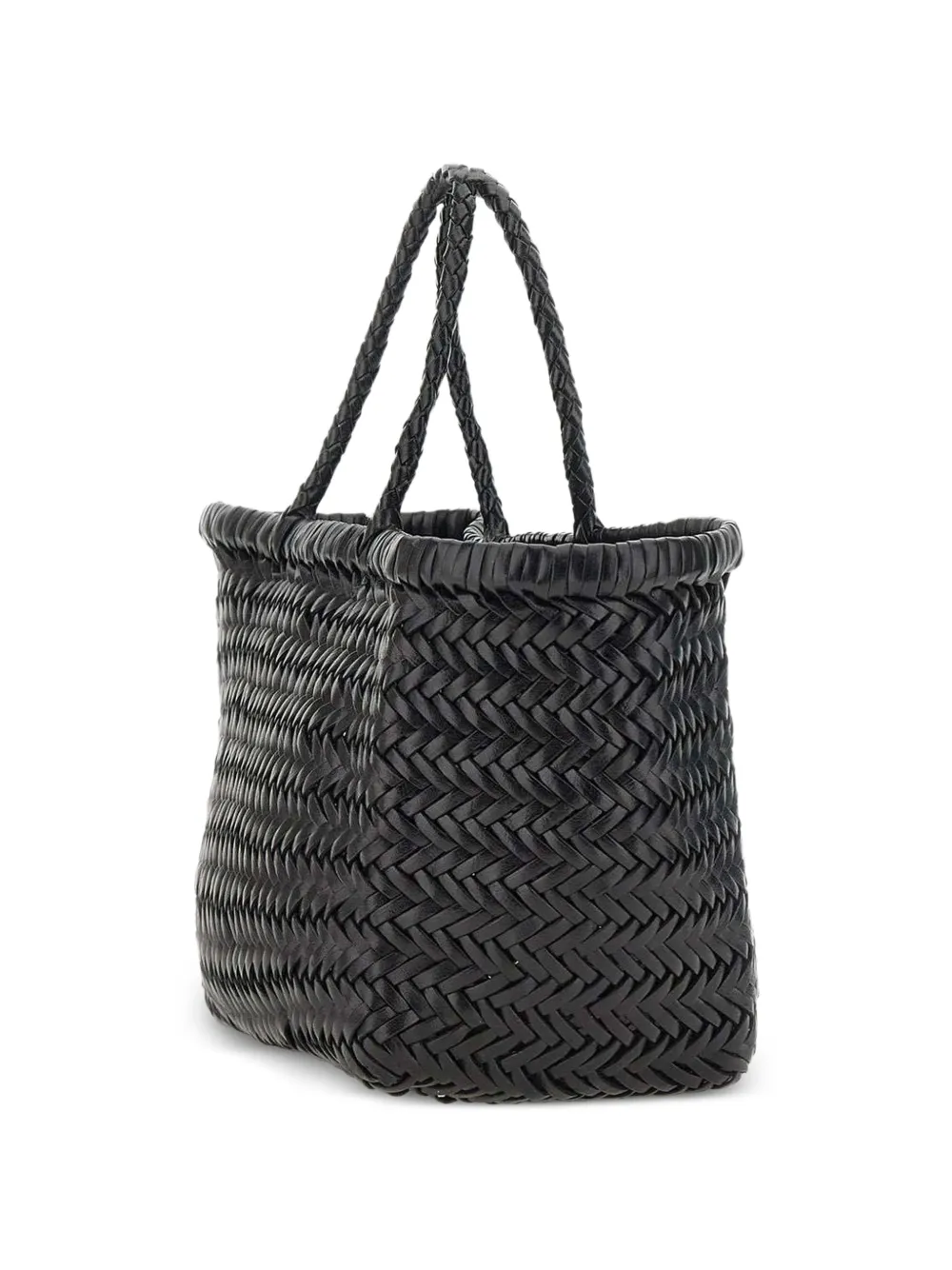 Small Triple Jump Woven Leather Tote Bag