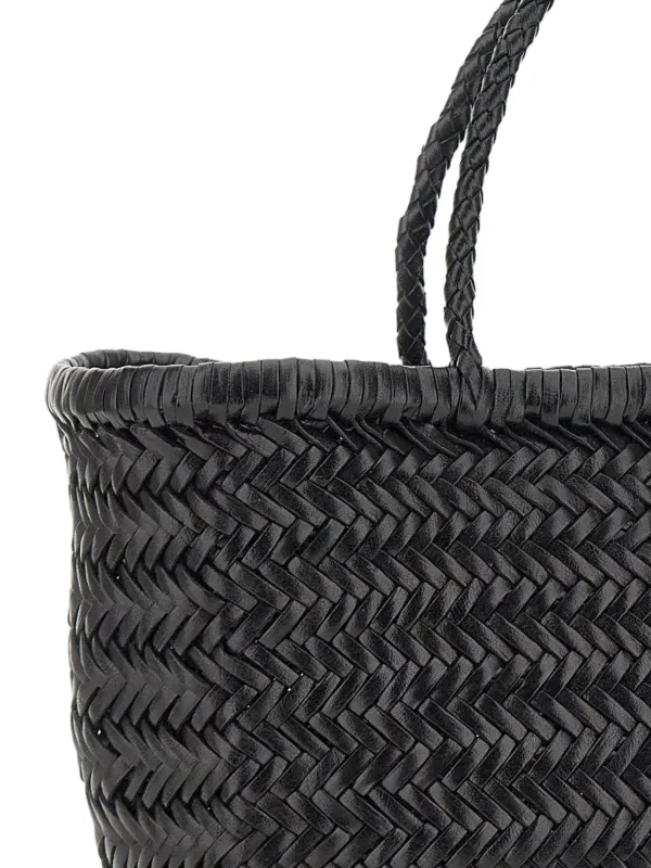 DRAGON DIFFUSION Small Triple Jump Woven Leather Tote Bag | Black