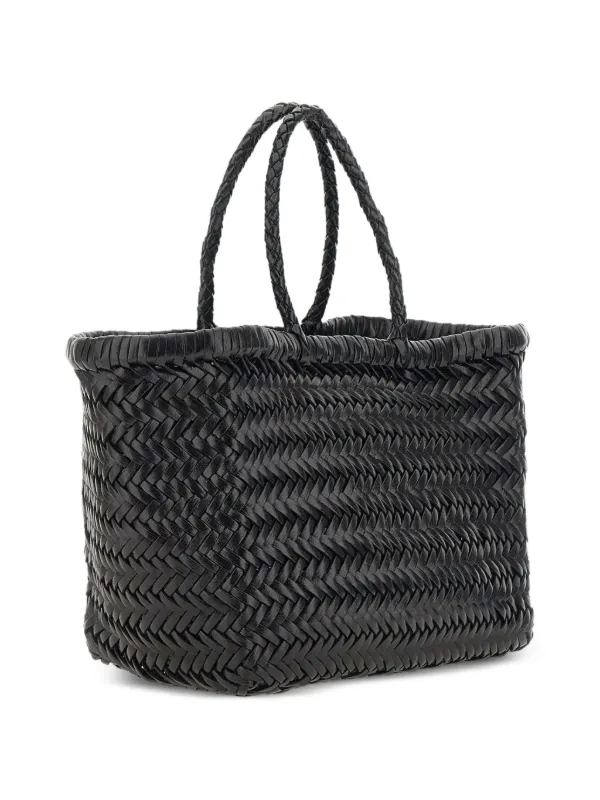 DRAGON DIFFUSION Small Triple Jump Woven Leather Tote Bag | Black