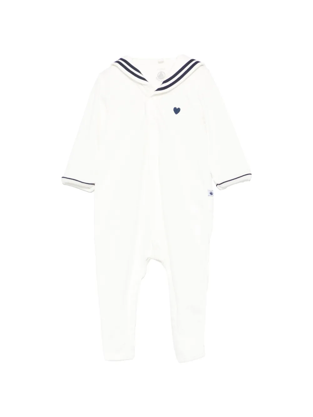 Petit Bateau heart detail striped pajama - Bianco