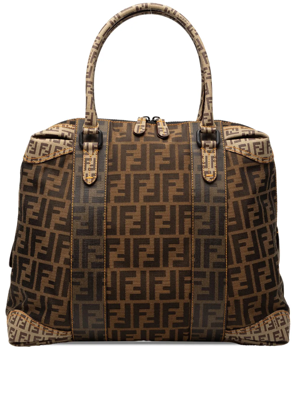 Fendi Pre-Owned 2000-2010 Large Zucca Canvas Mixed Media tote bag - Marrone