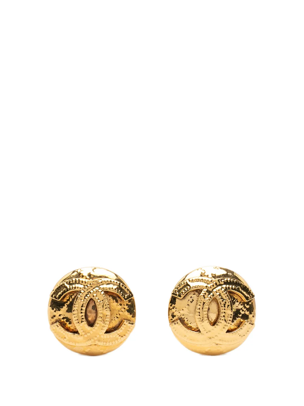 CHANEL Pre-Owned 1994 CC Gold Plated Round Clip on Earrings costume earrings - Oro
