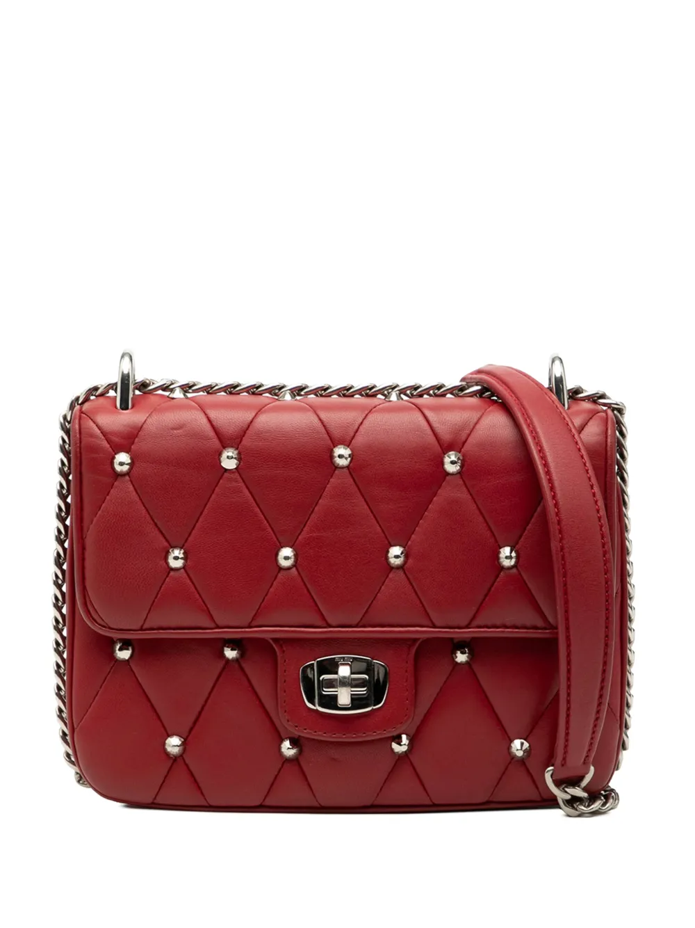 Miu Miu Pre-Owned 2010-2025 Studded Matelasse Leather crossbody bag - Rosso