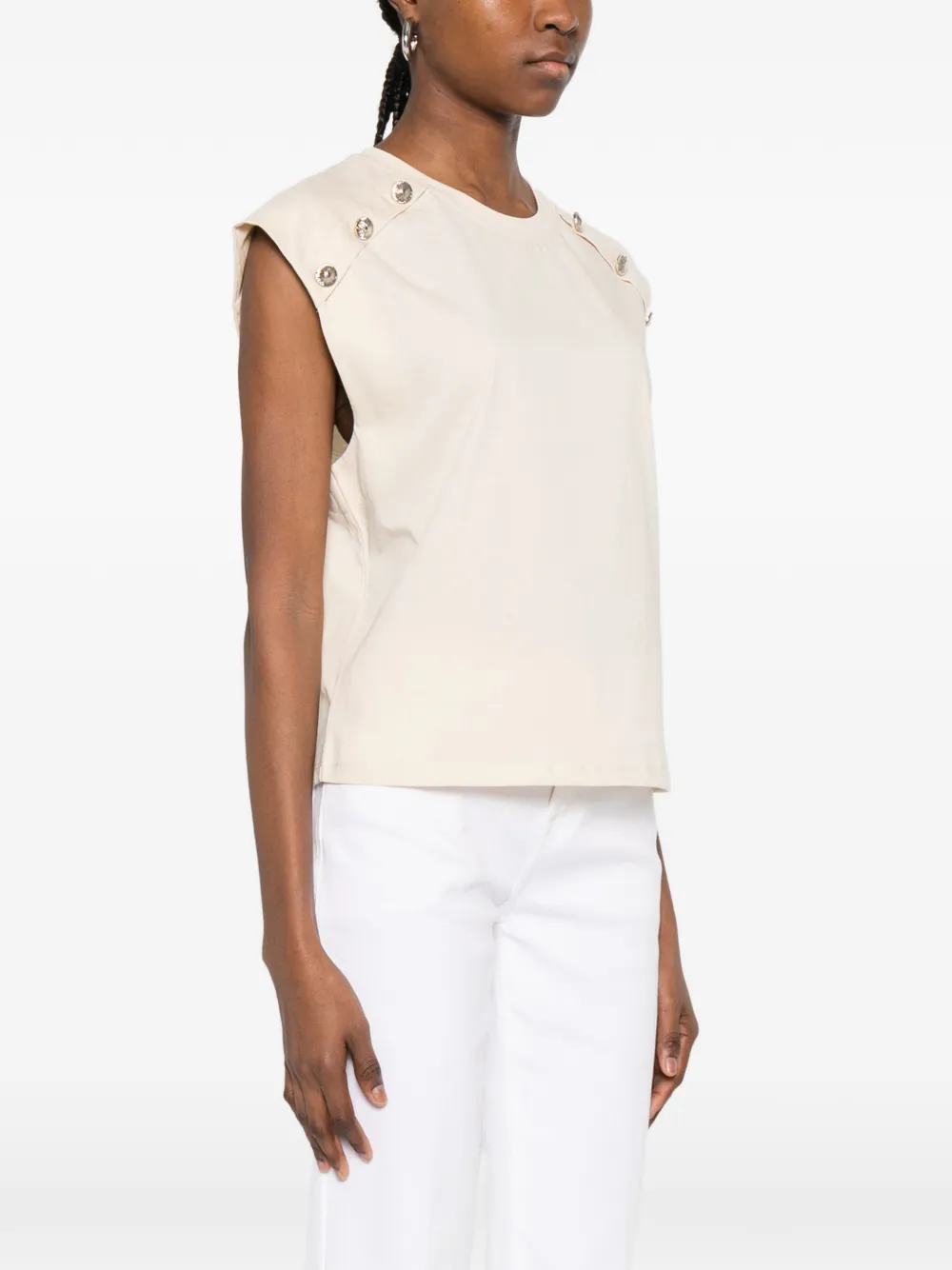  Twinset Button-embellished Top - Neutrals 