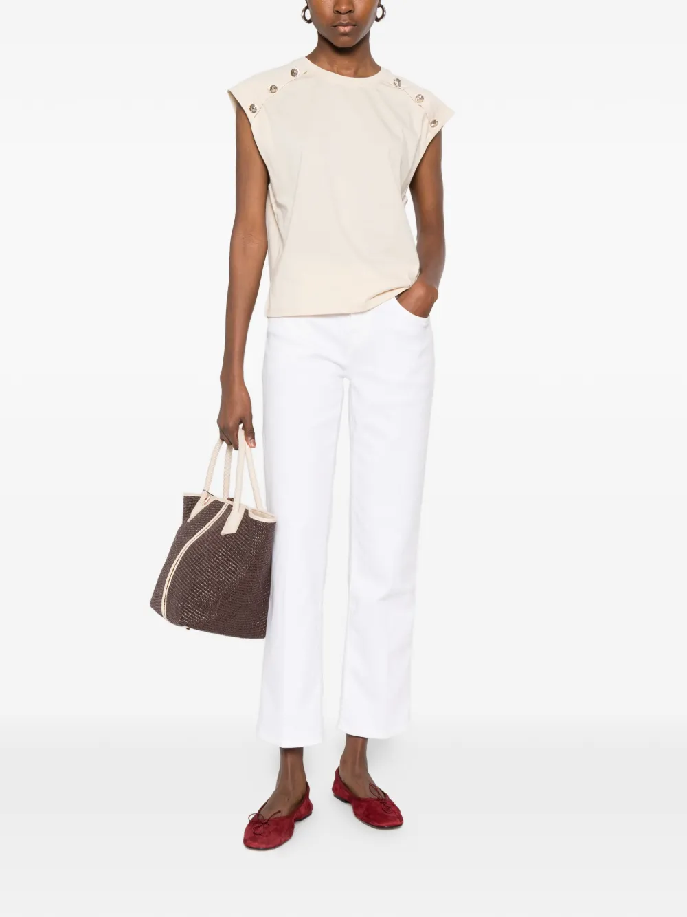  Twinset Button-embellished Top - Neutrals 