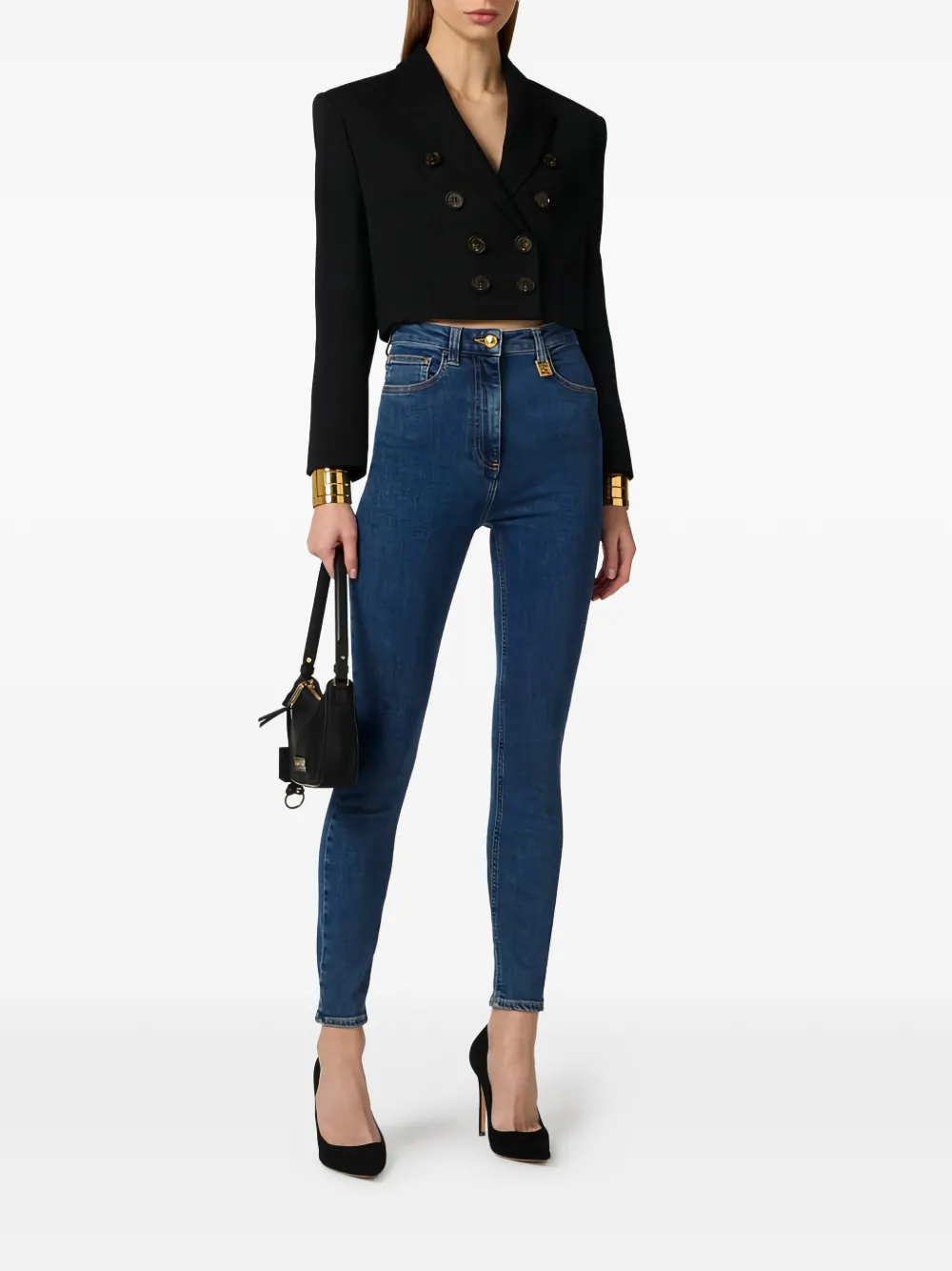  Elisabetta Franchi Vaqueros Skinny Con Logo - Azul 