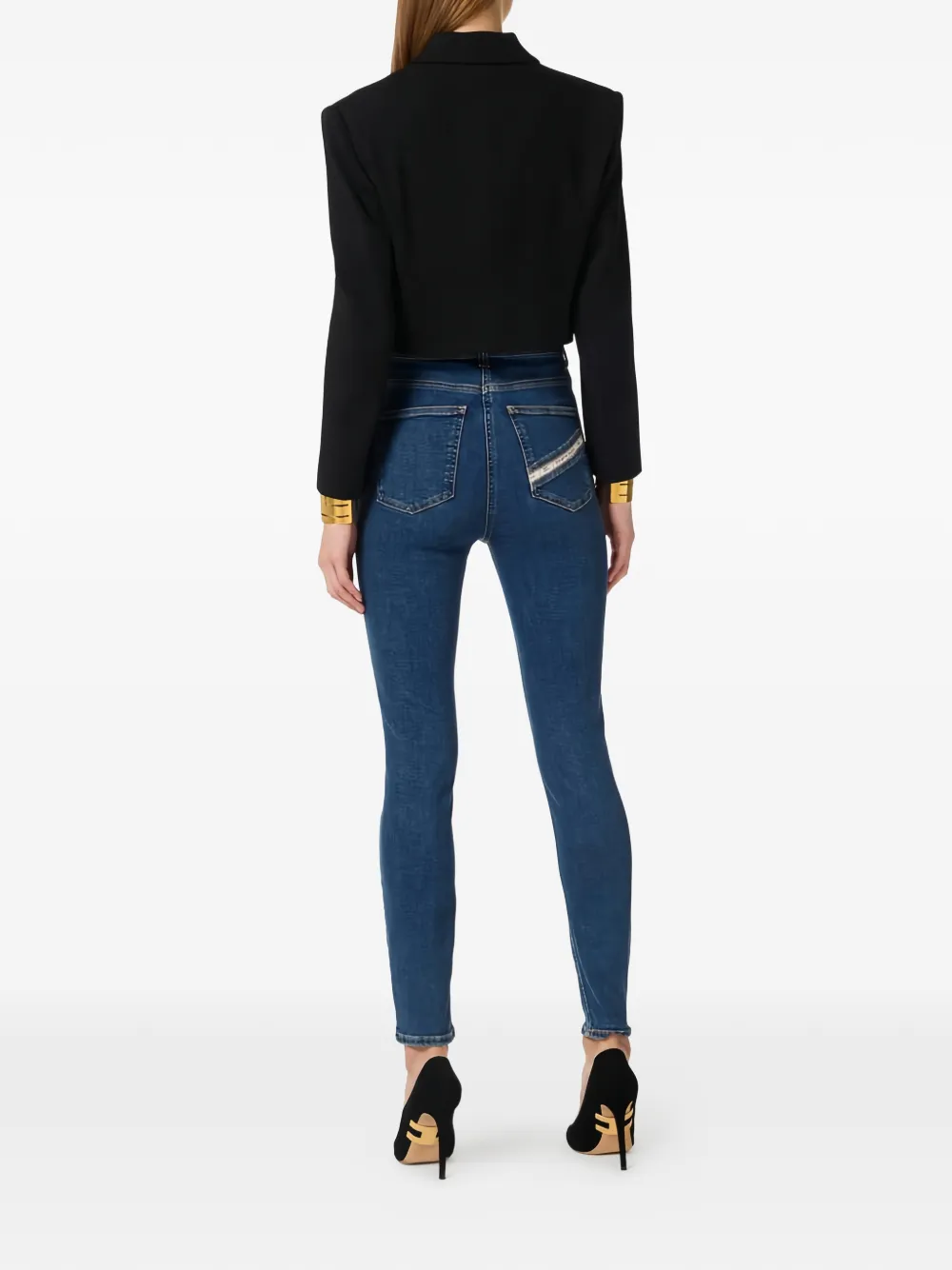  Elisabetta Franchi Vaqueros Skinny Con Logo - Azul 