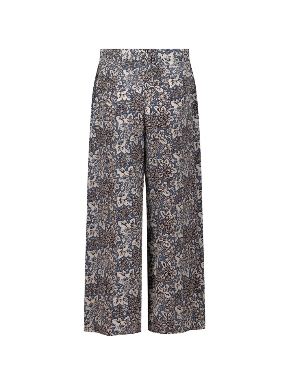 Weekend Max Mara floral-print wide-leg silk trousers - Blu