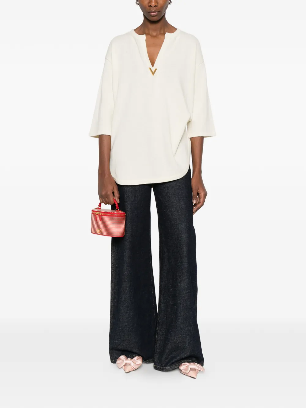 Valentino Garavani Gebreide blouse Beige