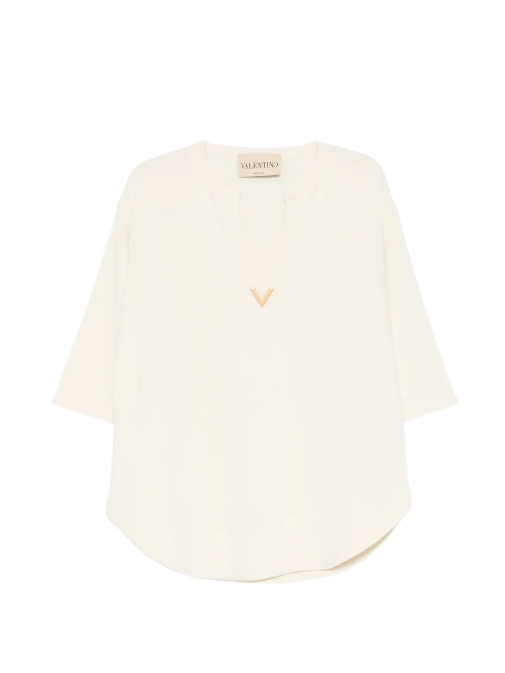 Valentino Garavani logo-appliqué knitted blouse - Toni neutri