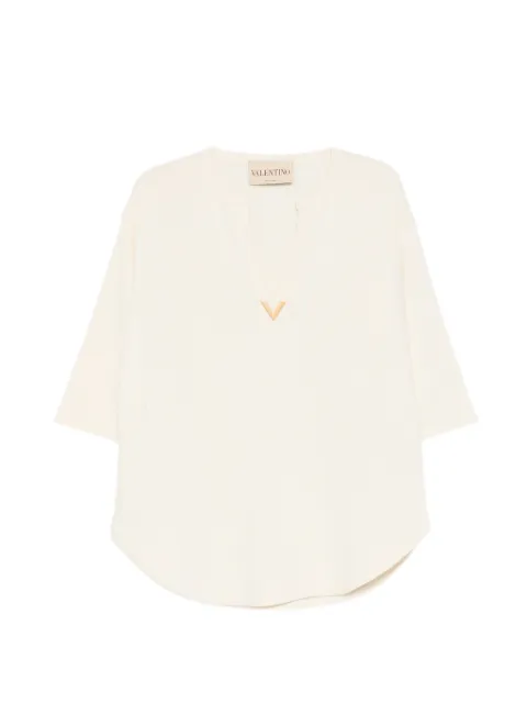Valentino Garavani logo-appliqué knitted blouse