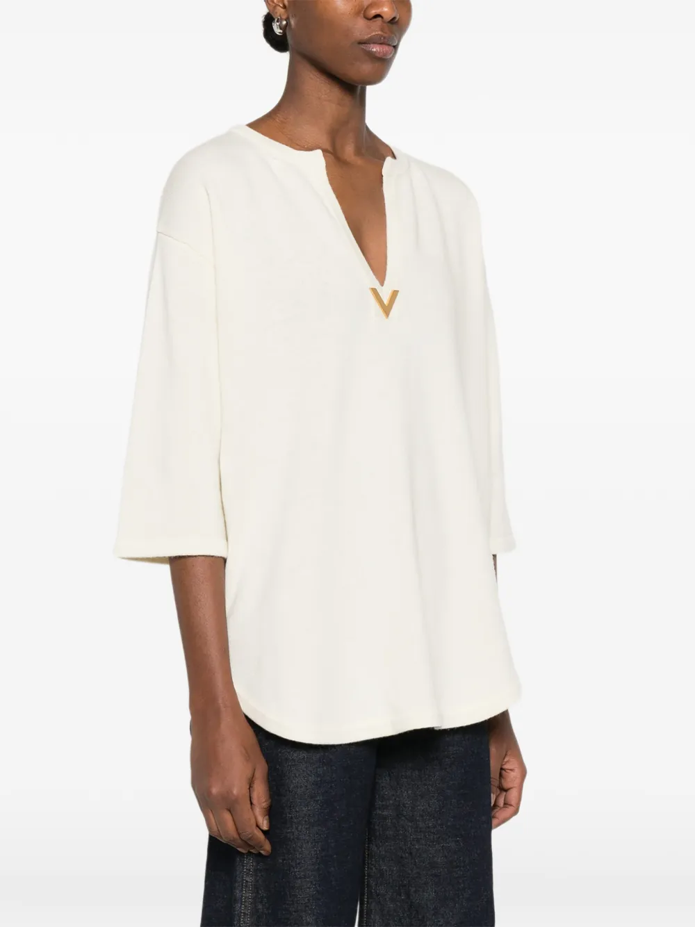 Valentino Garavani Gebreide blouse Beige