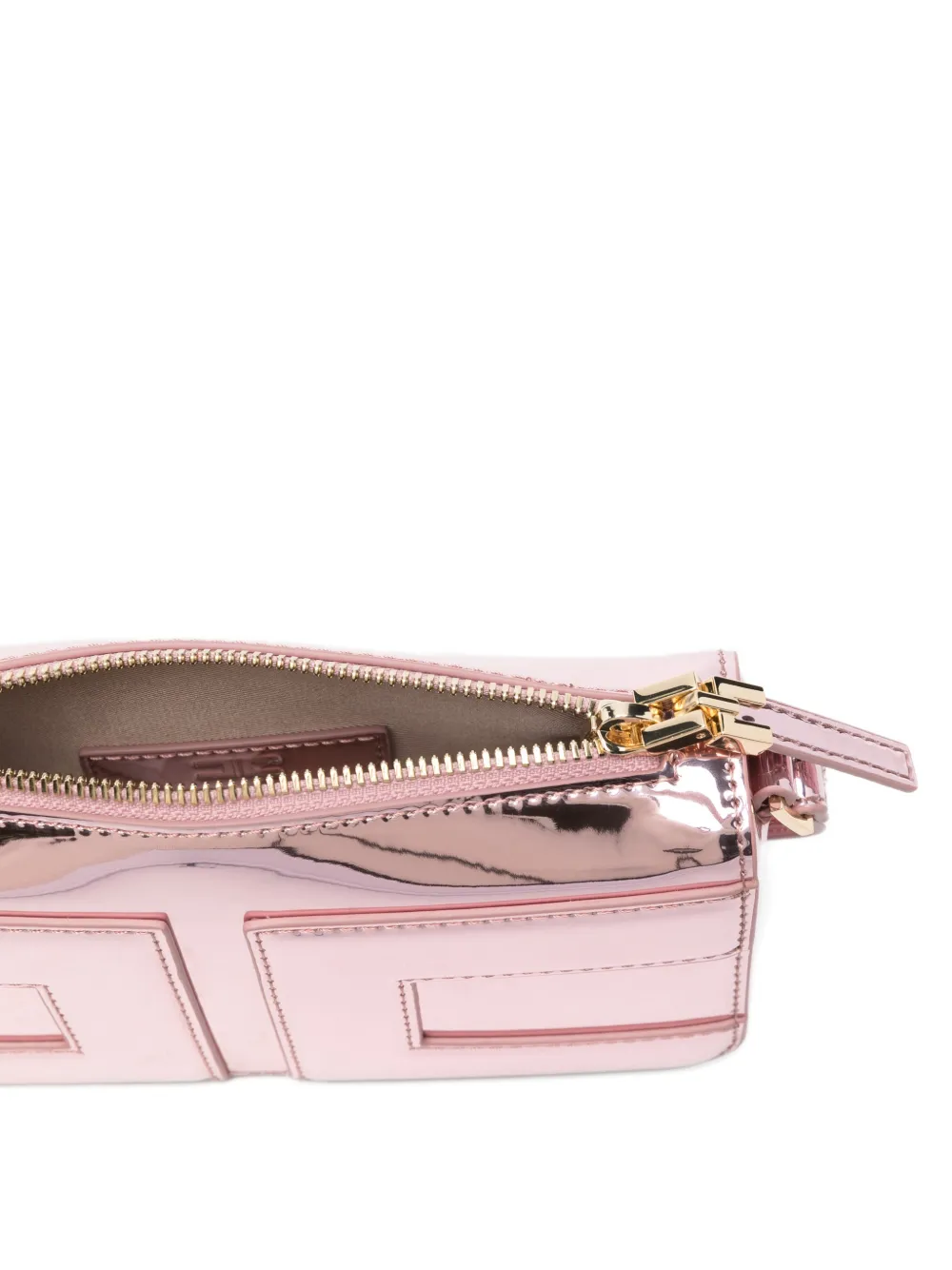 Elisabetta Franchi La Mia Bambina Metallic mini-crossbodytas met logopatch Roze