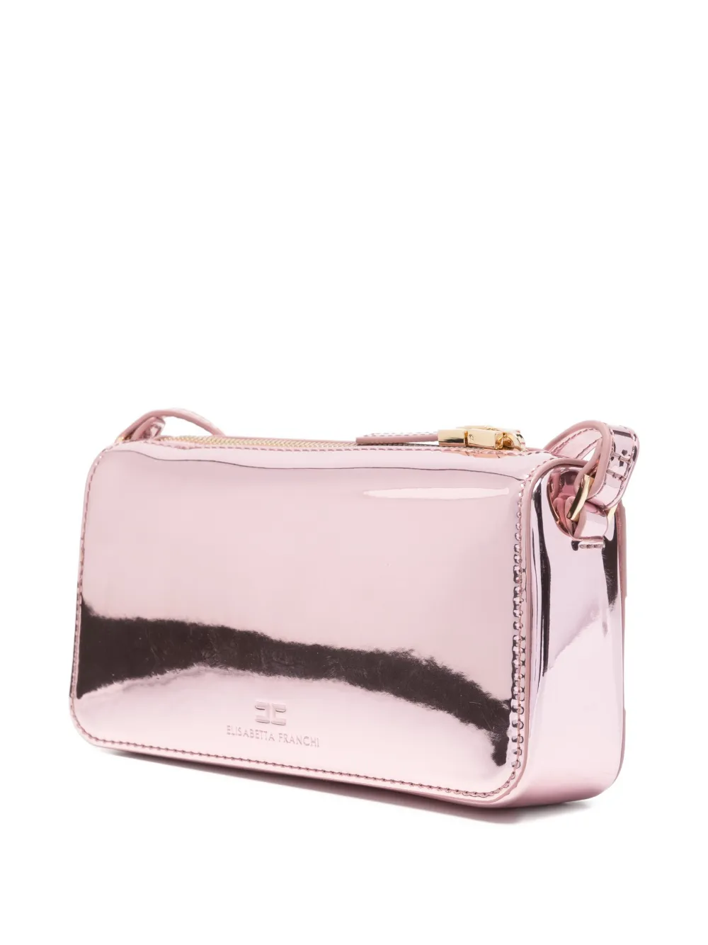 Elisabetta Franchi La Mia Bambina Metallic mini-crossbodytas met logopatch Roze