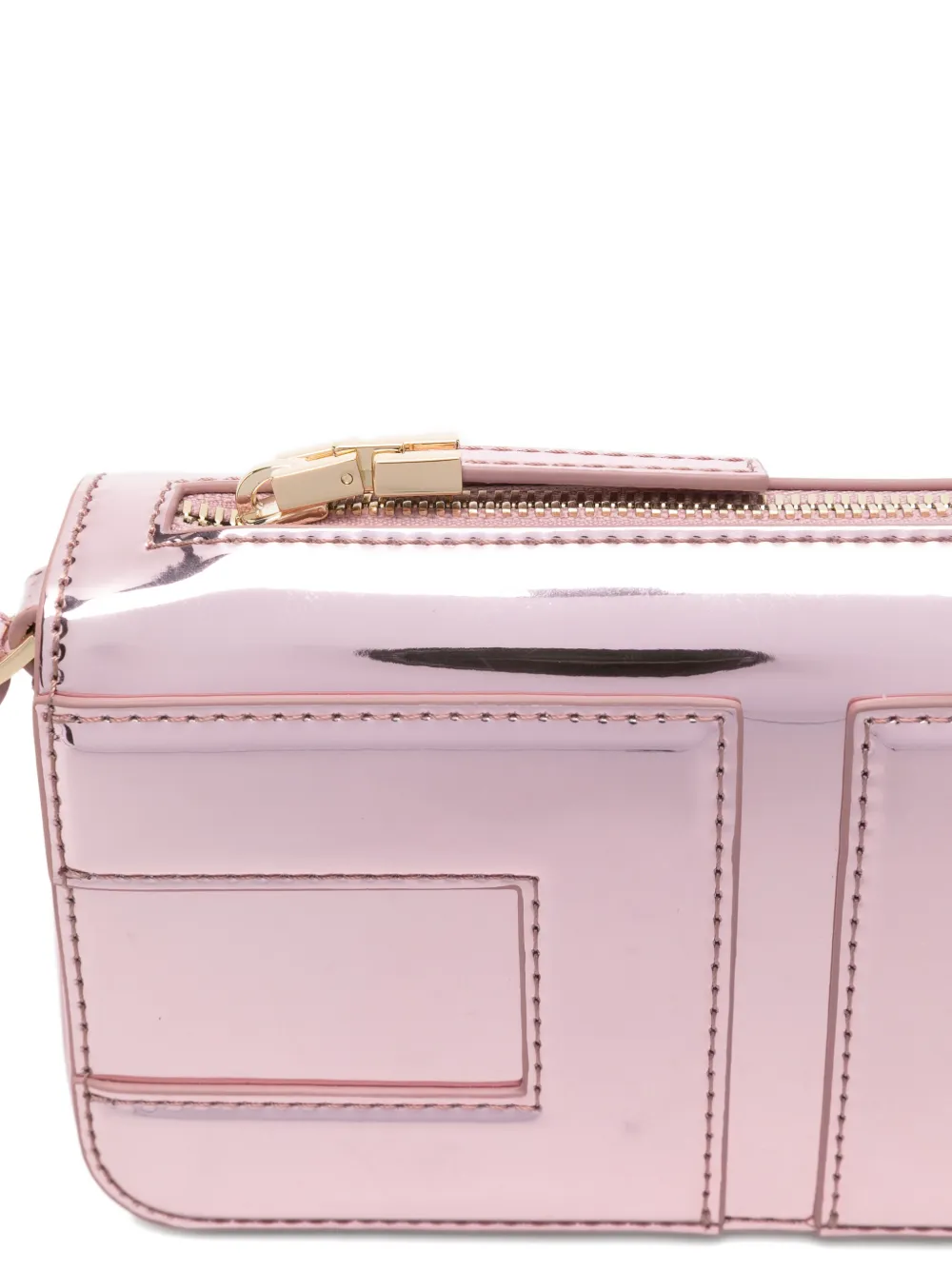 Elisabetta Franchi La Mia Bambina Metallic mini-crossbodytas met logopatch Roze