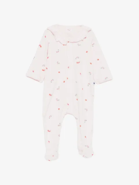 Petit Bateau Gerüschtes Strampler-Set mit Blumen