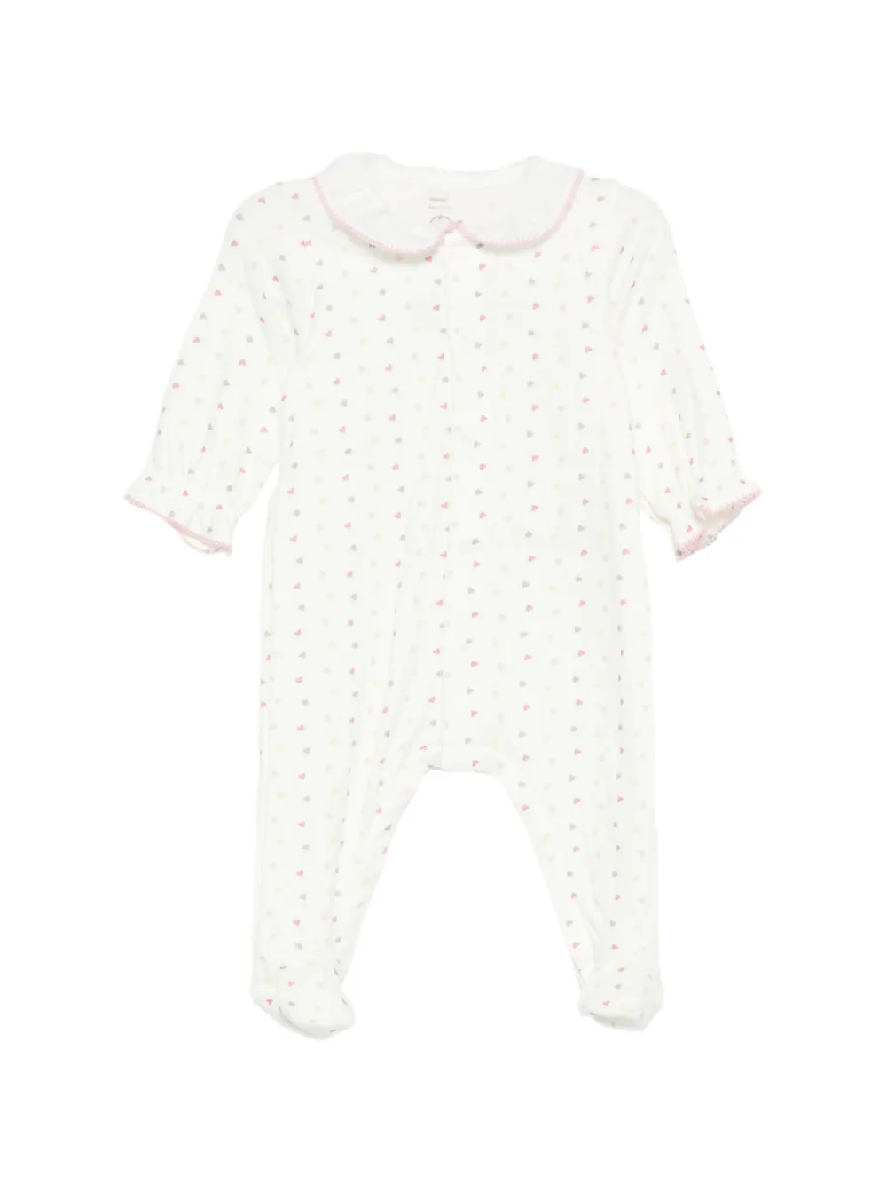 Petit Bateau heart print ruffled pajama - Bianco