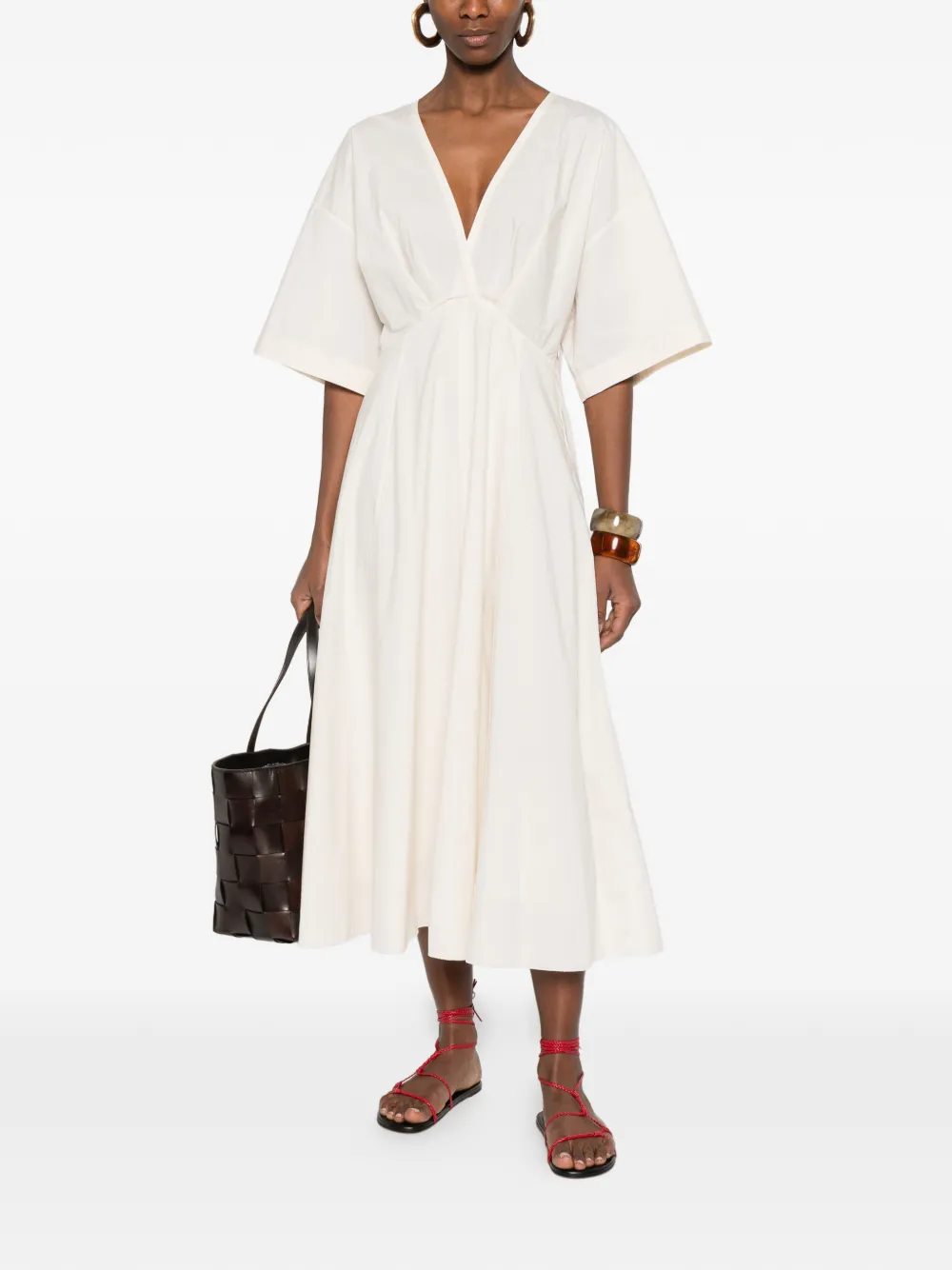 Forte Jurk met V-hals Beige