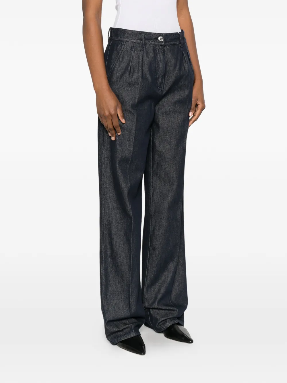 Cotton Pleated Jeans